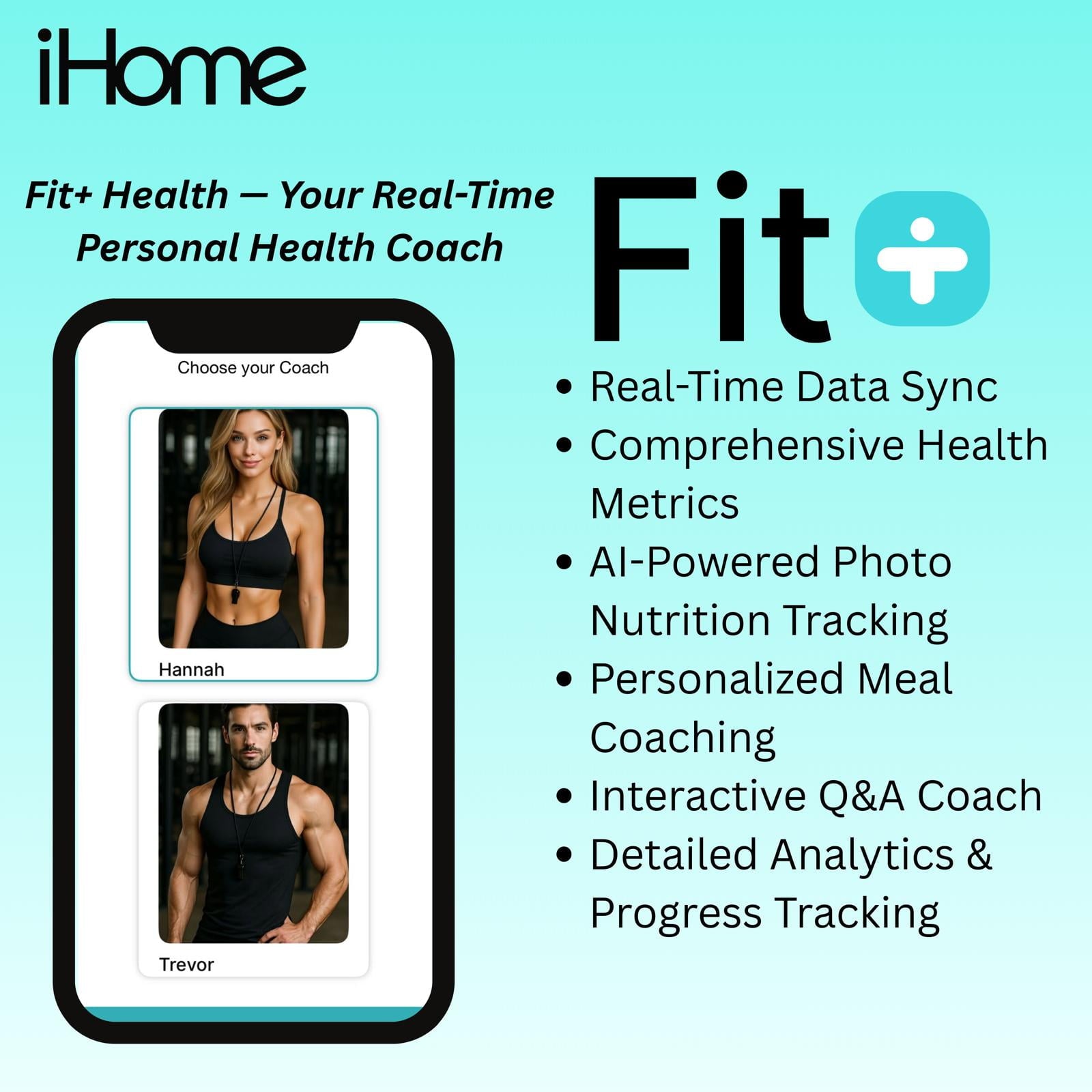 iHome Digital Battery Powered Bathroom Scale 397 lbs with Fit+ Personal Coach App, FSA and HSA Eligible, Black