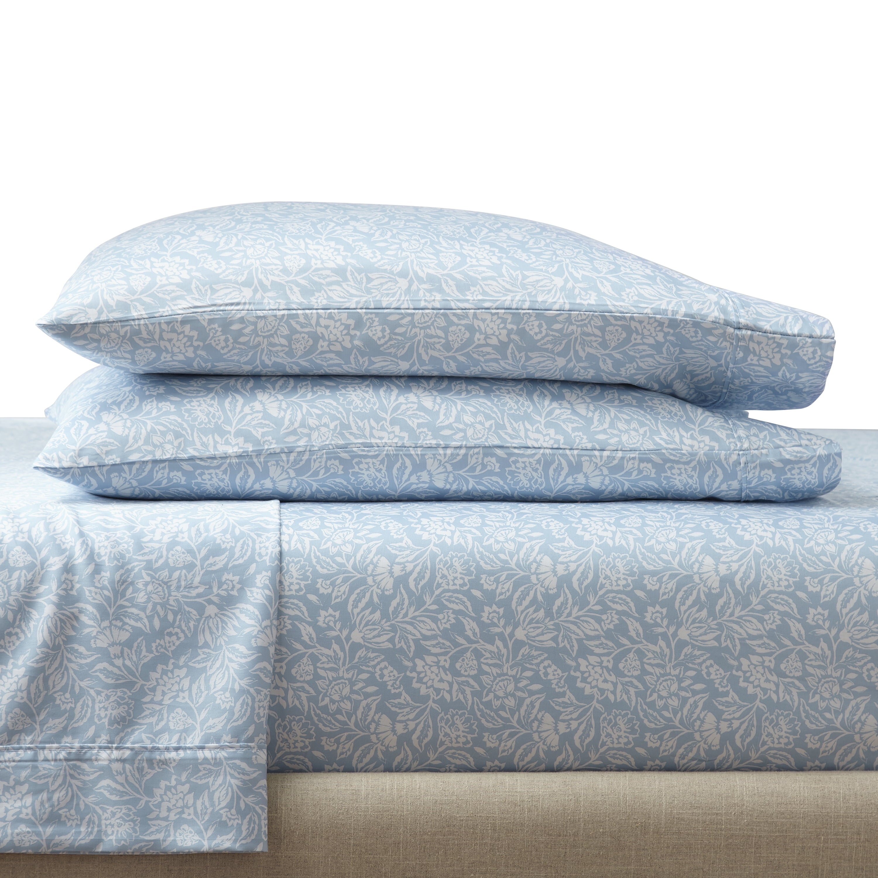 Better Homes & Gardens 4-Piece 300 Thread Count Sateen King Sheet Set, Floral Almond Biscuit