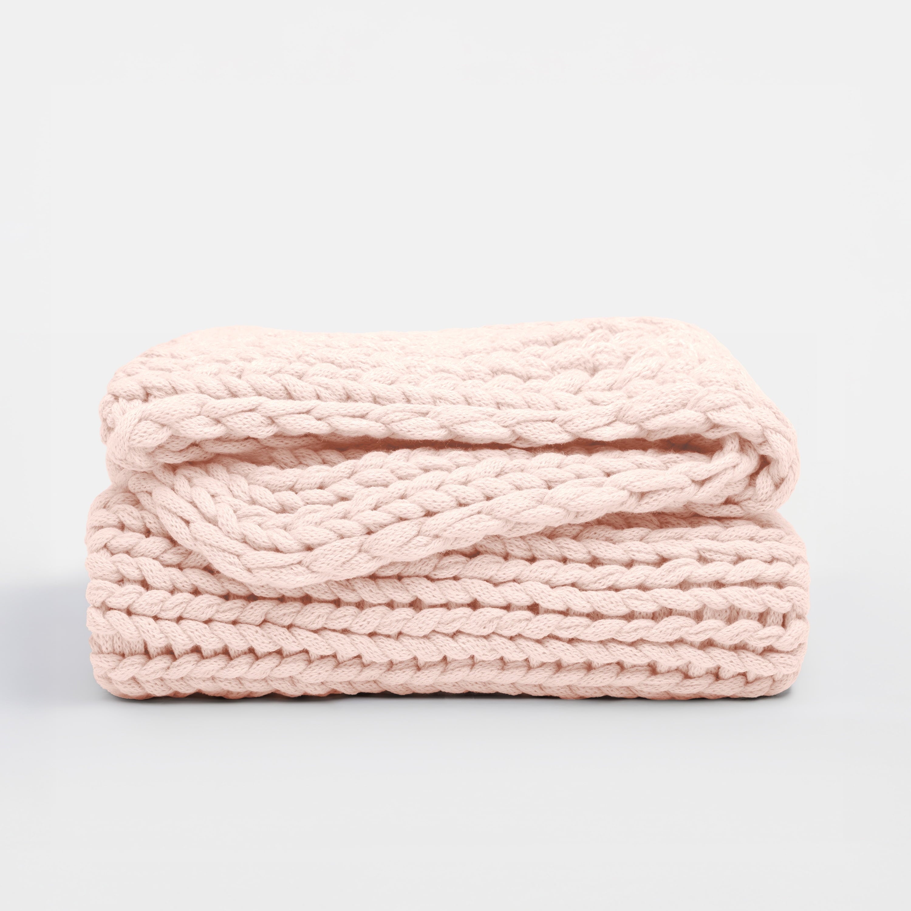 Comfort Canopy - Throw Blanket, Blush Pink Chunky Soft Acrylic Hand-Knit