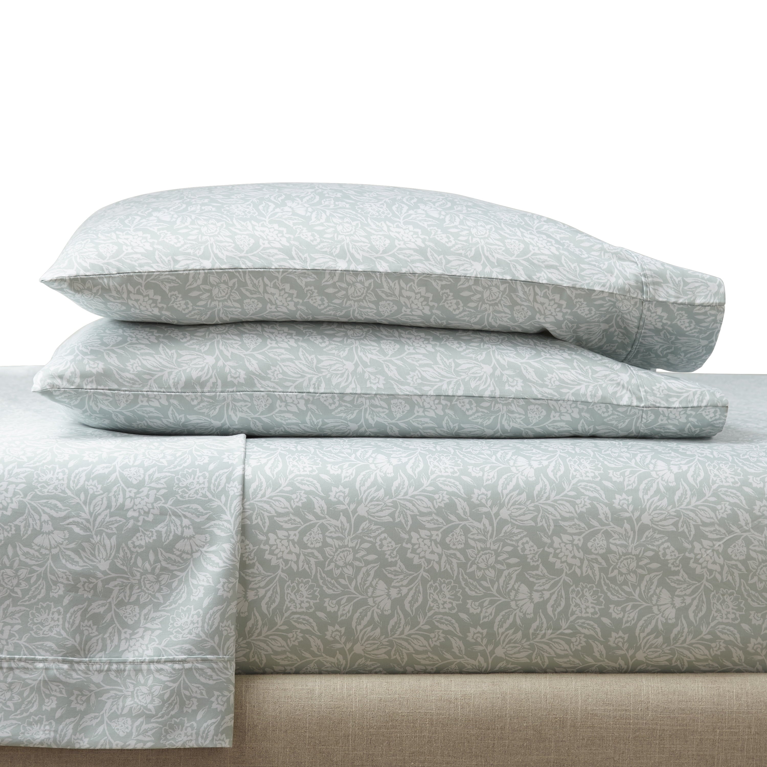 Better Homes & Gardens 4-Piece 300 Thread Count Sateen King Sheet Set, Floral Almond Biscuit