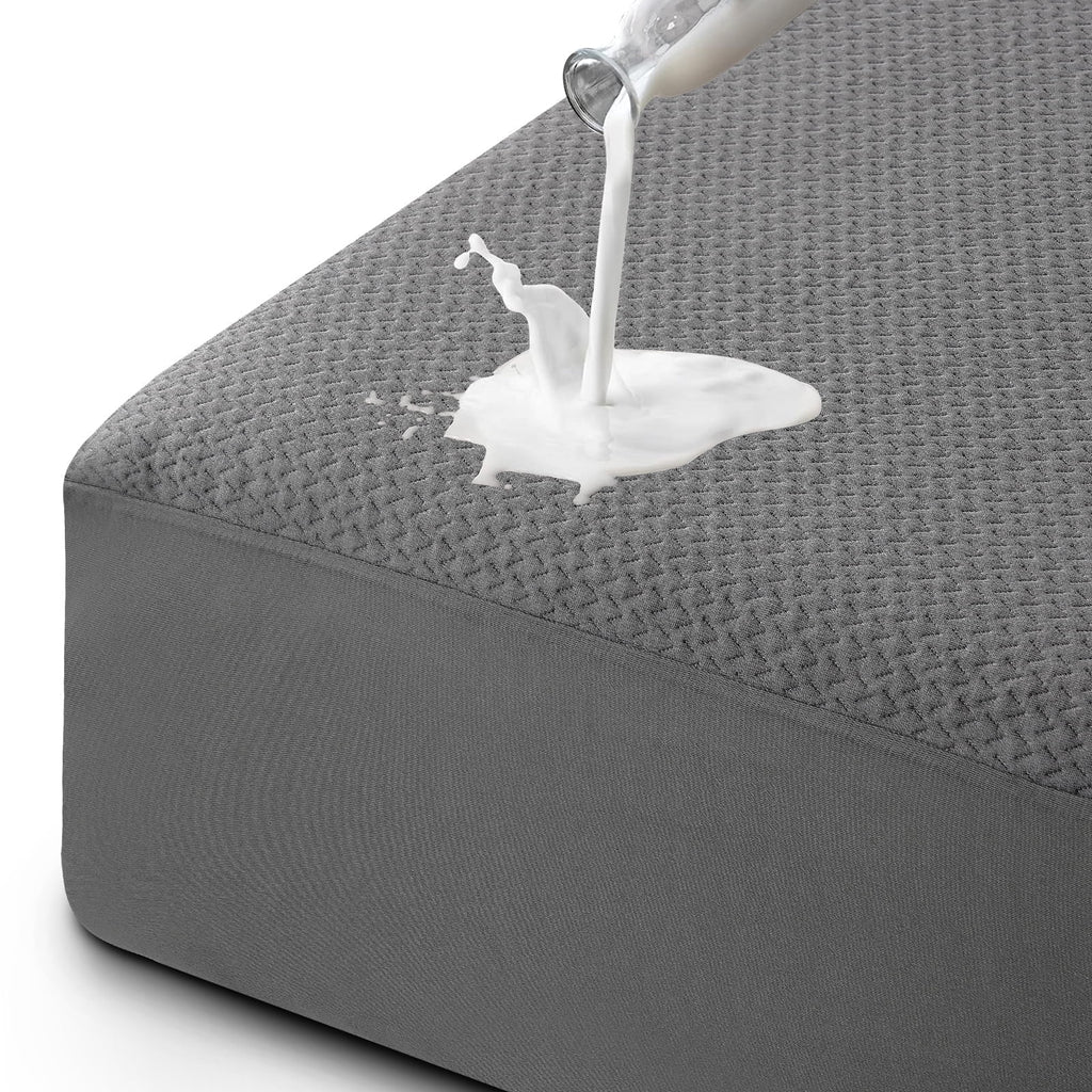 EMONIA Premium 100% Waterproof Mattress Protector Queen Size 3D Air Fabric Cooling Mattress Cover Bed Pad Smooth Ultra-Soft Breathable Noiseless Washable with 8''-21'' Deep Pocket (White, Queen)