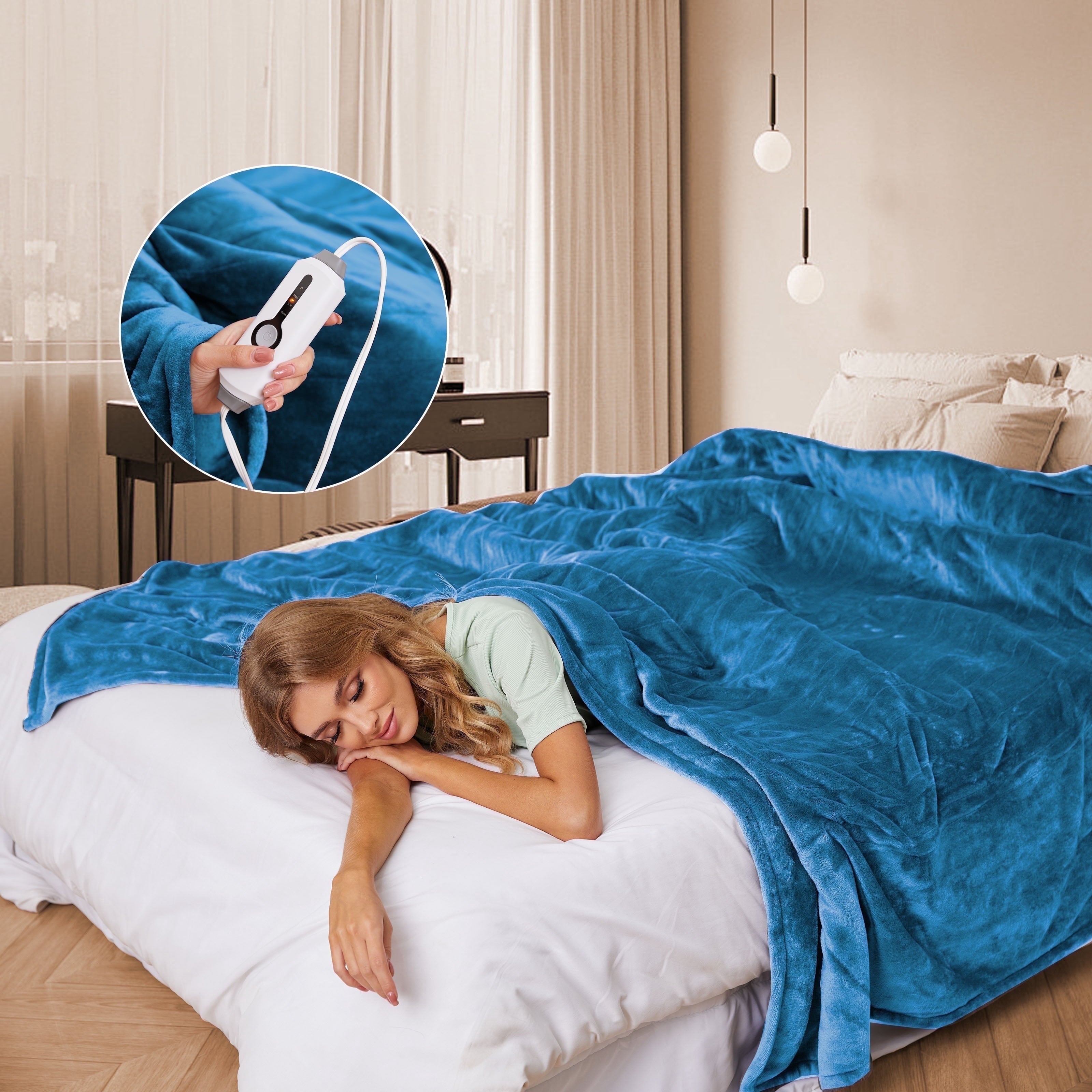 GONUES Heated Blanket 72"x 84" Full Size Soft Warm Flannel Fast Heating, 4 Fast Heating Levels & 10H Auto-off, Heat Protection, Home Office, Grey