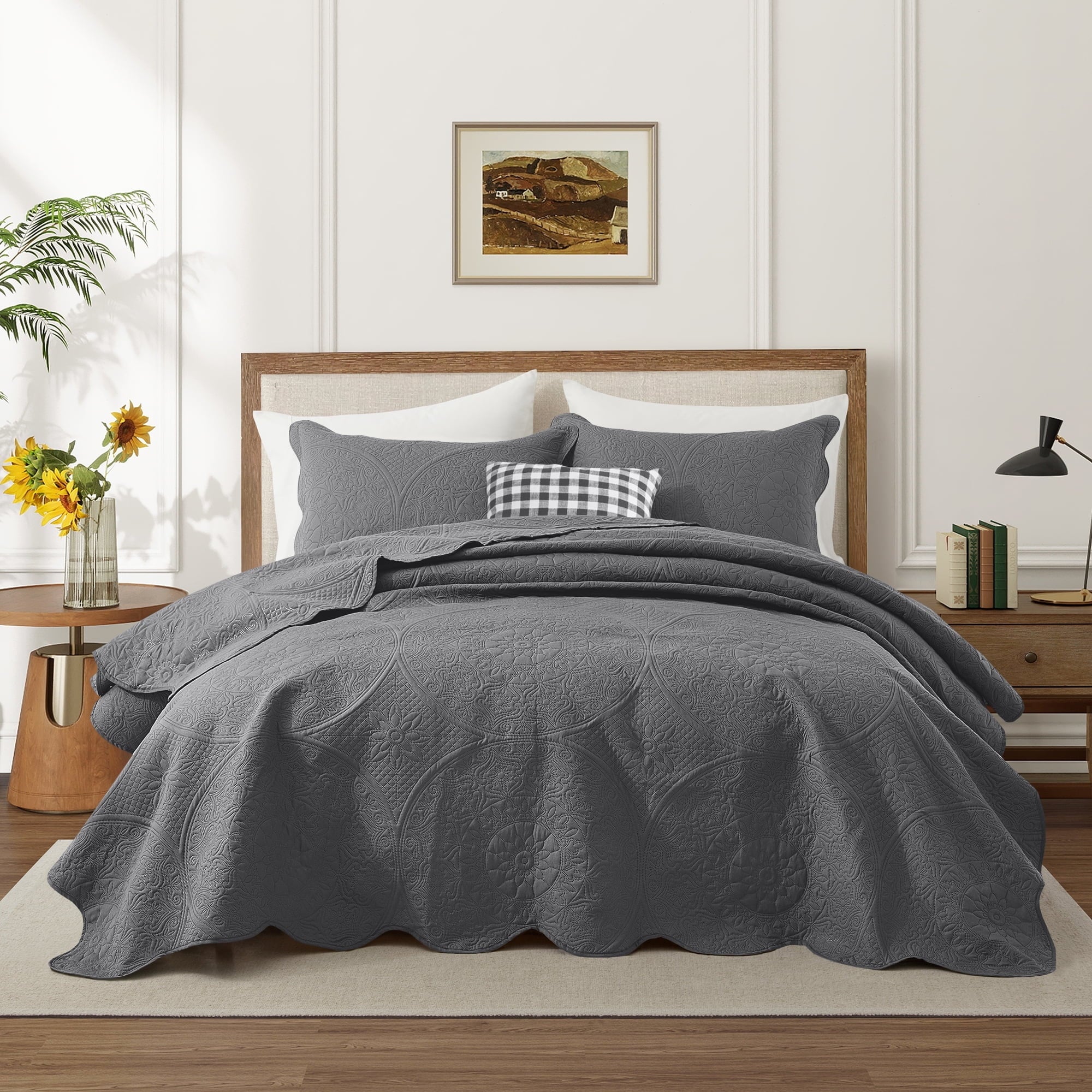 Imperial Rooms 2 Piece Quilt Set Chevron Microfiber Soft Kids Bedspreads & Pillow Shams Purple Twin