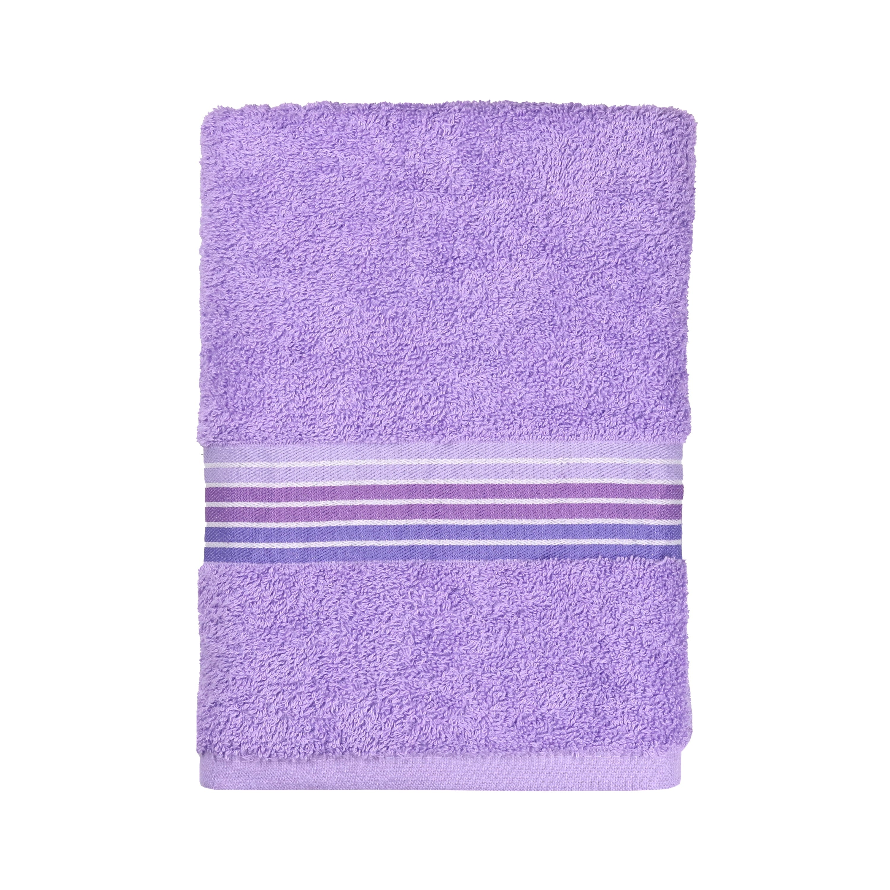 Mainstays Basic Bath Towel, Soft 100%  Cotton and Highly Absorbent Striped Bath Towel, White