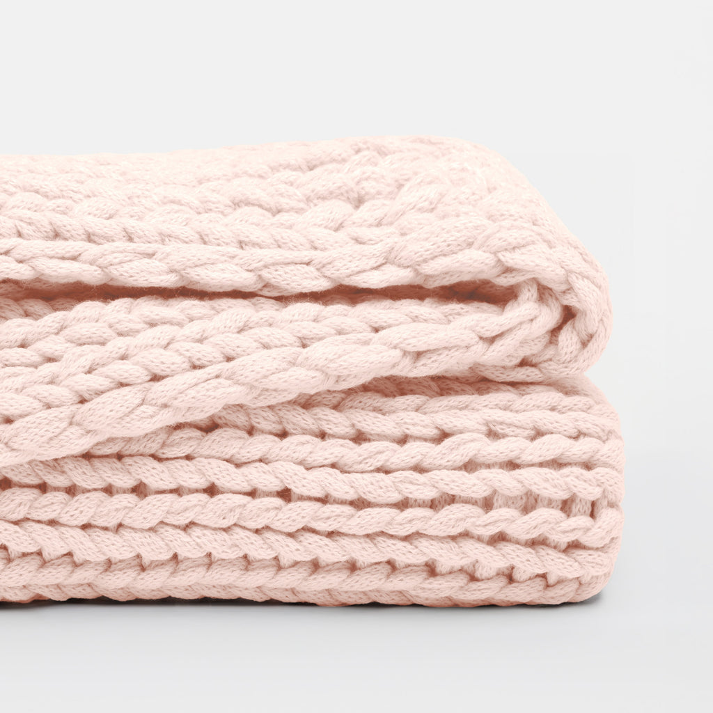Comfort Canopy - Throw Blanket, Blush Pink Chunky Soft Acrylic Hand-Knit