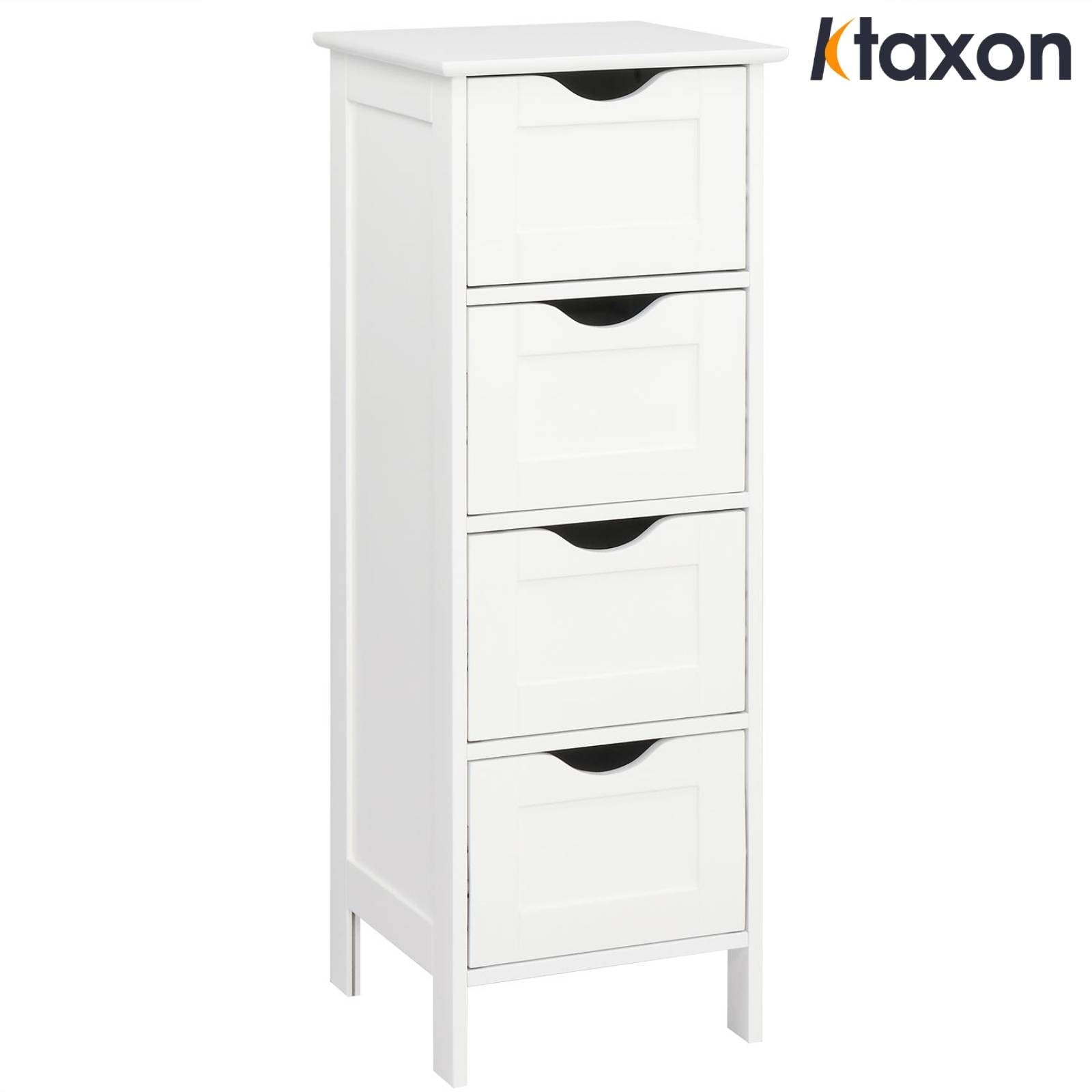 Ktaxon Bathroom Floor Storage Cabinet with 4 Drawers, Small Cabinet for Bedroom Kitchen, MDF White
