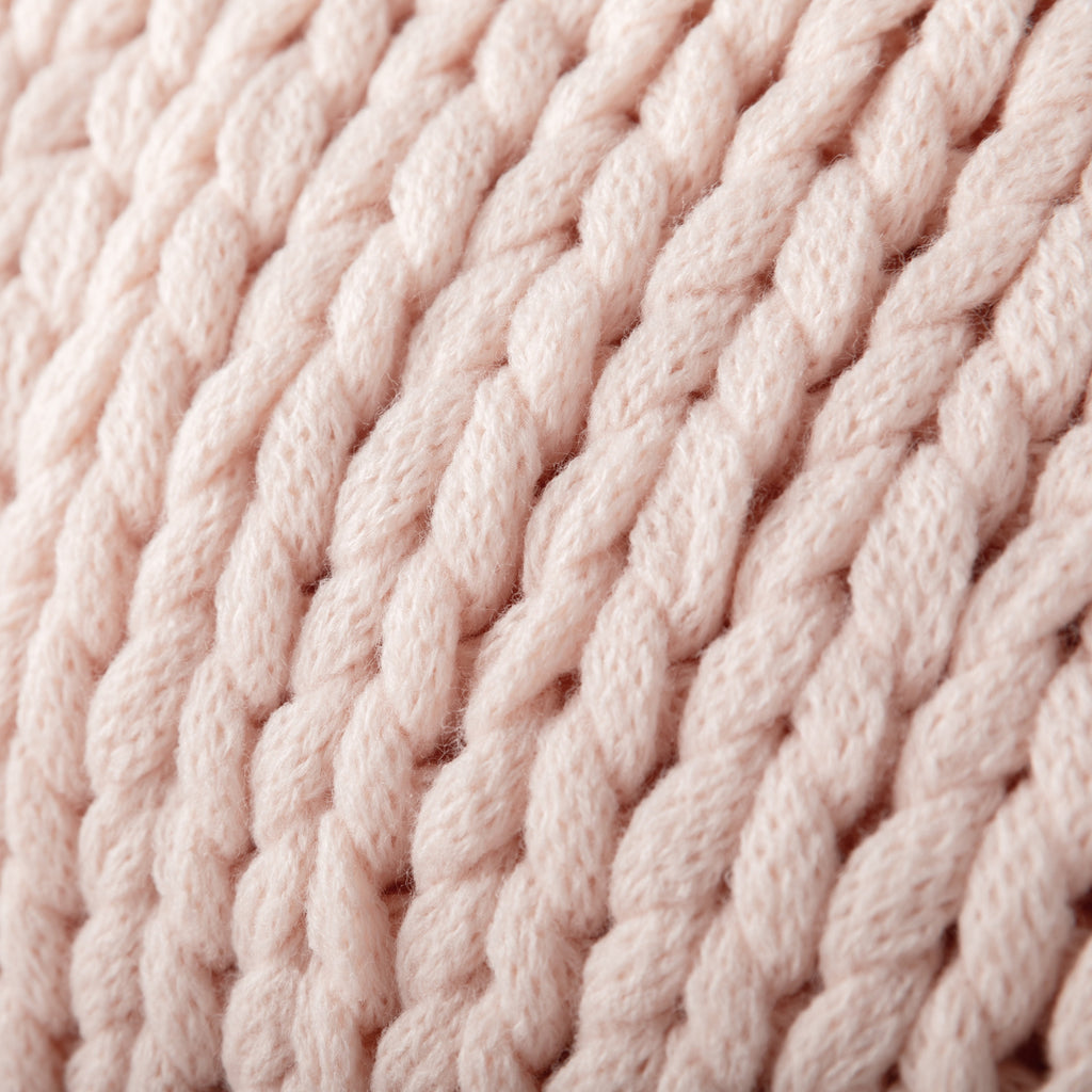 Comfort Canopy - Throw Blanket, Blush Pink Chunky Soft Acrylic Hand-Knit